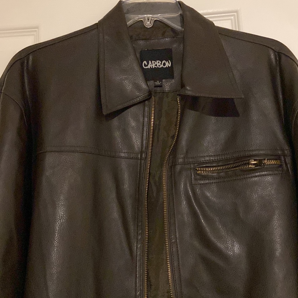 Carbon Faux Leather Jacket. Size XL